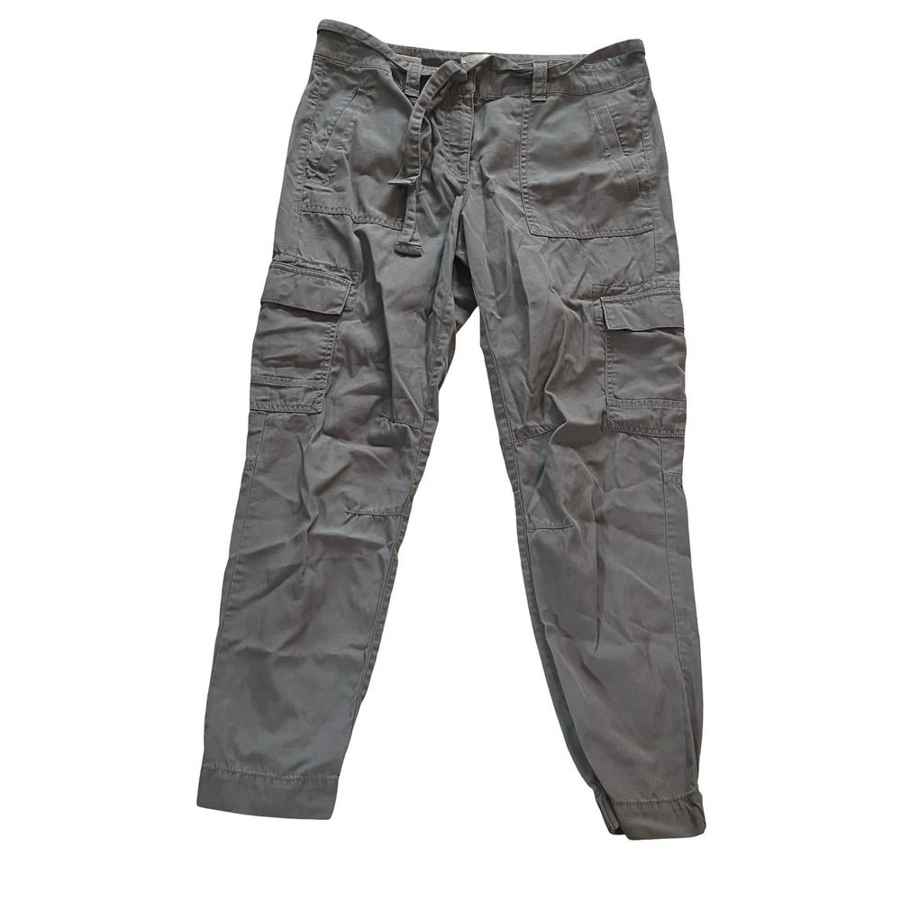 LOFT Outlet Women's Size 8 Cargo Jogger Gray Tie Belted Cotton Lyocell Pockets